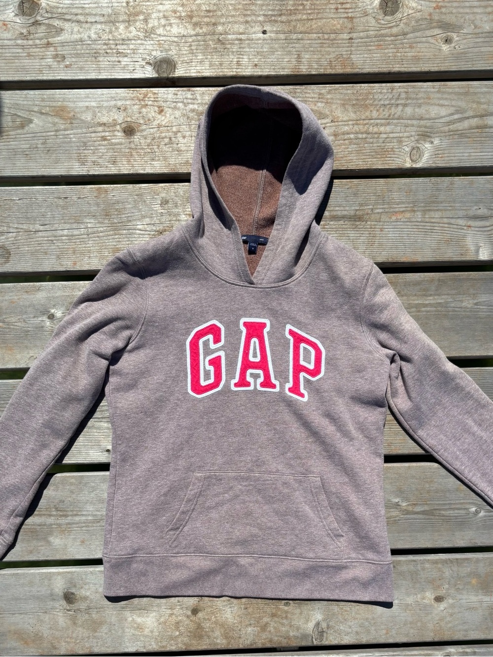 GAP Brown Hoodie with Pink Logo